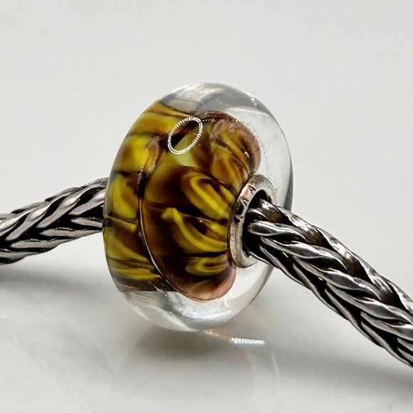 TROLLBEADS Brown & Yellow Tiger’s Tail Unique 925S NEW! Rare Find - Picture 2 of 10